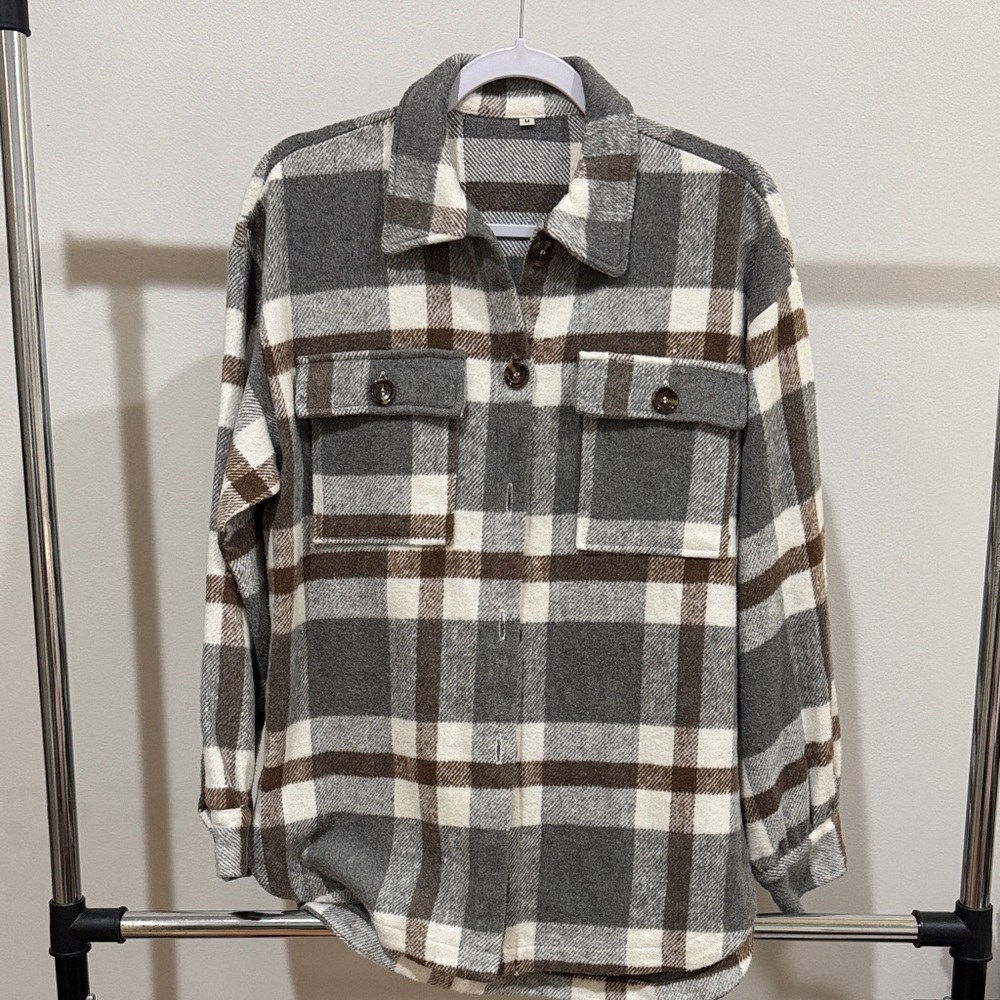Plaid Button-Up Shacket
